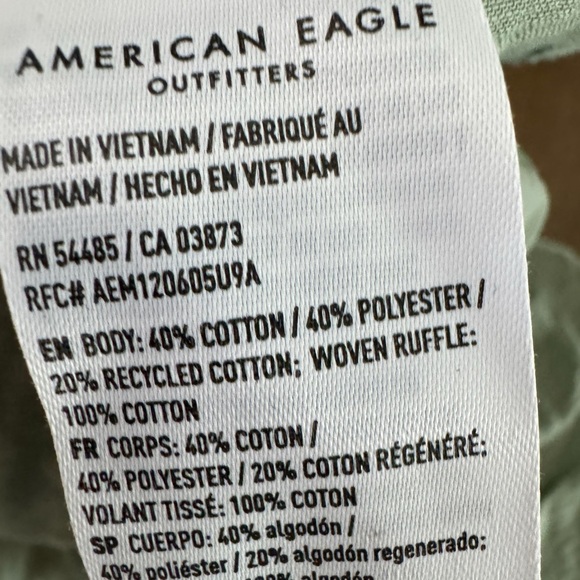 New American Eagle Outfitters Women’s Ruffle V Neck Tank Top Sage Sz XS/S - Picture 9 of 11